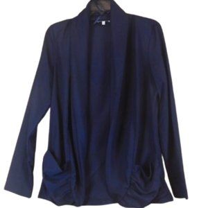 Charlotte Russe Navy Blue Sheer Blazer Cardigan with pockets in size L